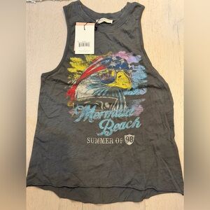 Spell Eagle Island  Graphic Tank Top - Gray & Multicolor Eagle Design - BNWT XS